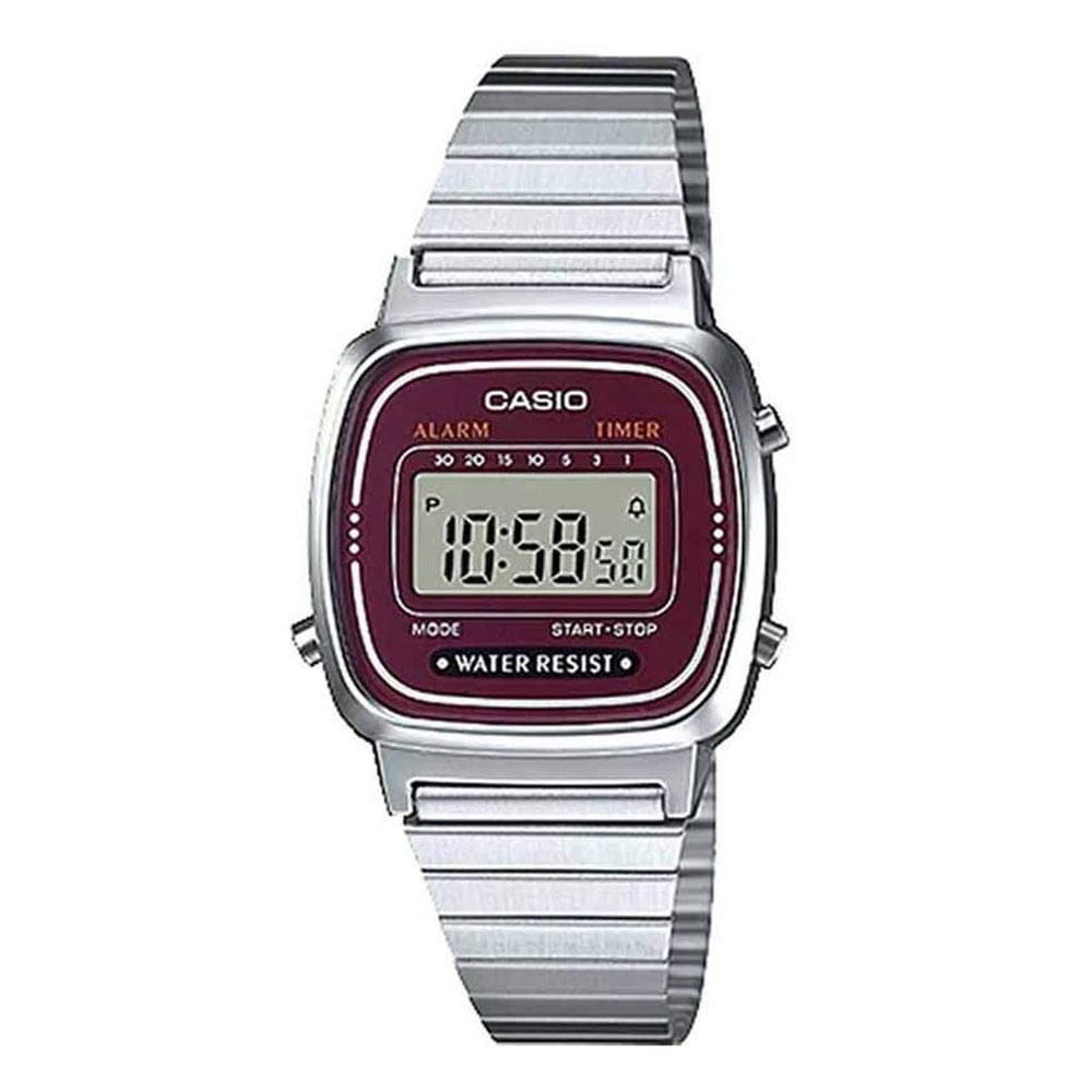 Casio Reloj digital para mujer con pulsera de metal LA-670WA-4,  Plateado/Plateado, Pulsera